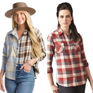 Set Of 2 Weatherproof & Altard States Flannel Button Down Shirts Women's M